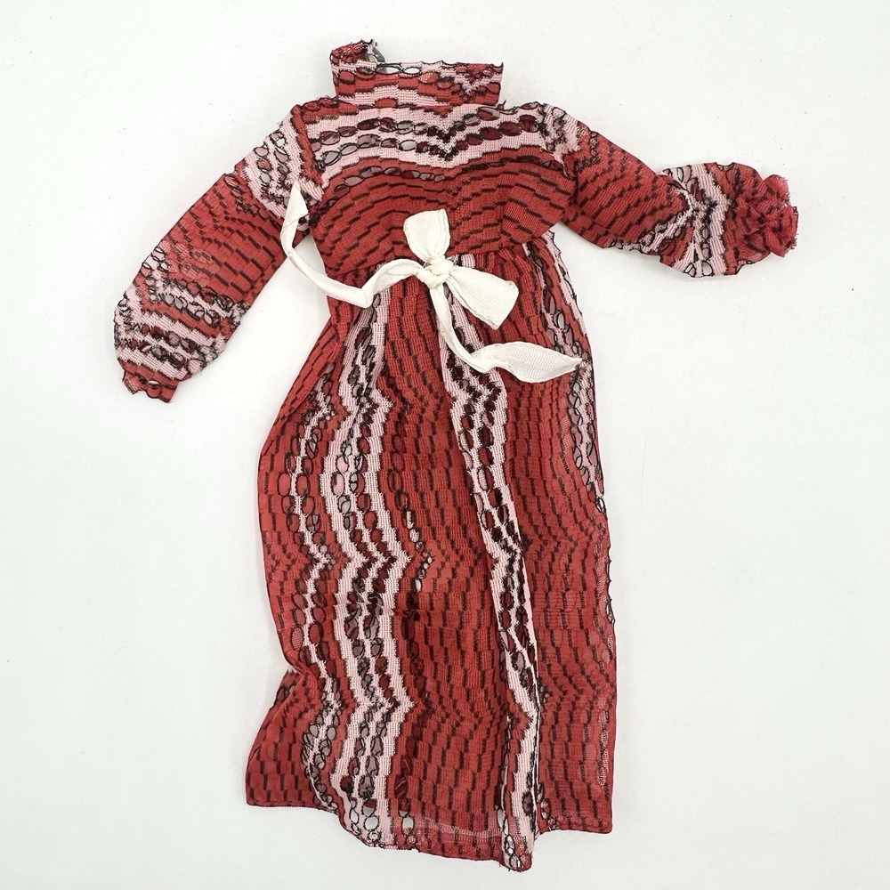 Vintage Red Flowy Petite Groovy Granny Dress 1972 MOD Barbie CLONE Hong Kong